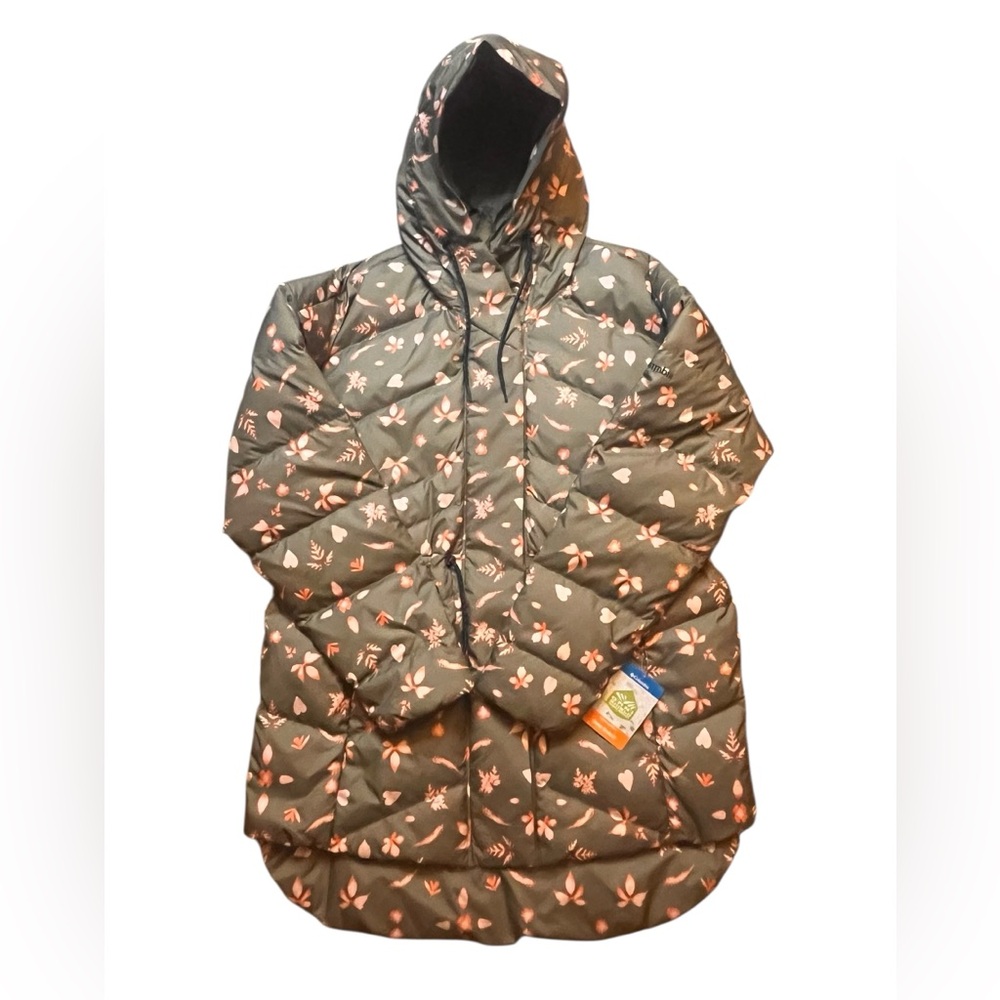 COLUMBIA Womens Large Nightingale Perch Down Jacket Pockets Omni Heat MSRP $200